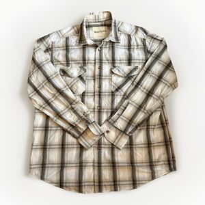 Ruff‎ Hewn Well Worn Men's L Plaid Shirt Cotton Western Button Front